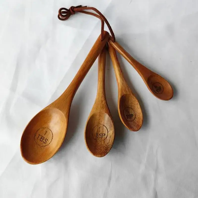 4pcs Wooden Measuring Cup / Spoon Set