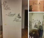 Live, Laugh, Love, Butterfly, Flower, Wall Art Sticker