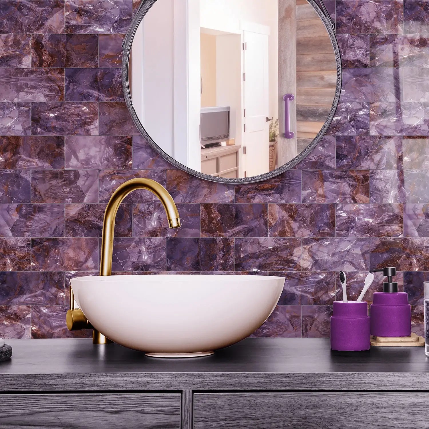 16/32/64 pcs marble ceramic tile, self-adhesive wall decoration
