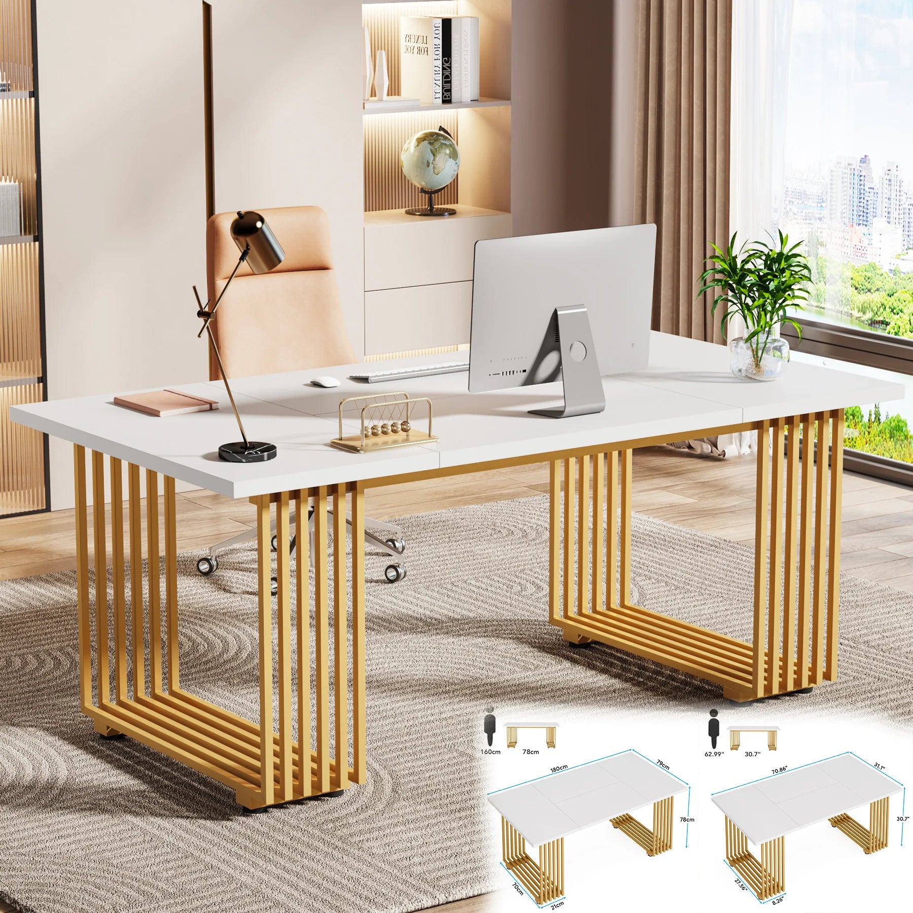 Modern Office Desk, 70.9" Wooden Computer