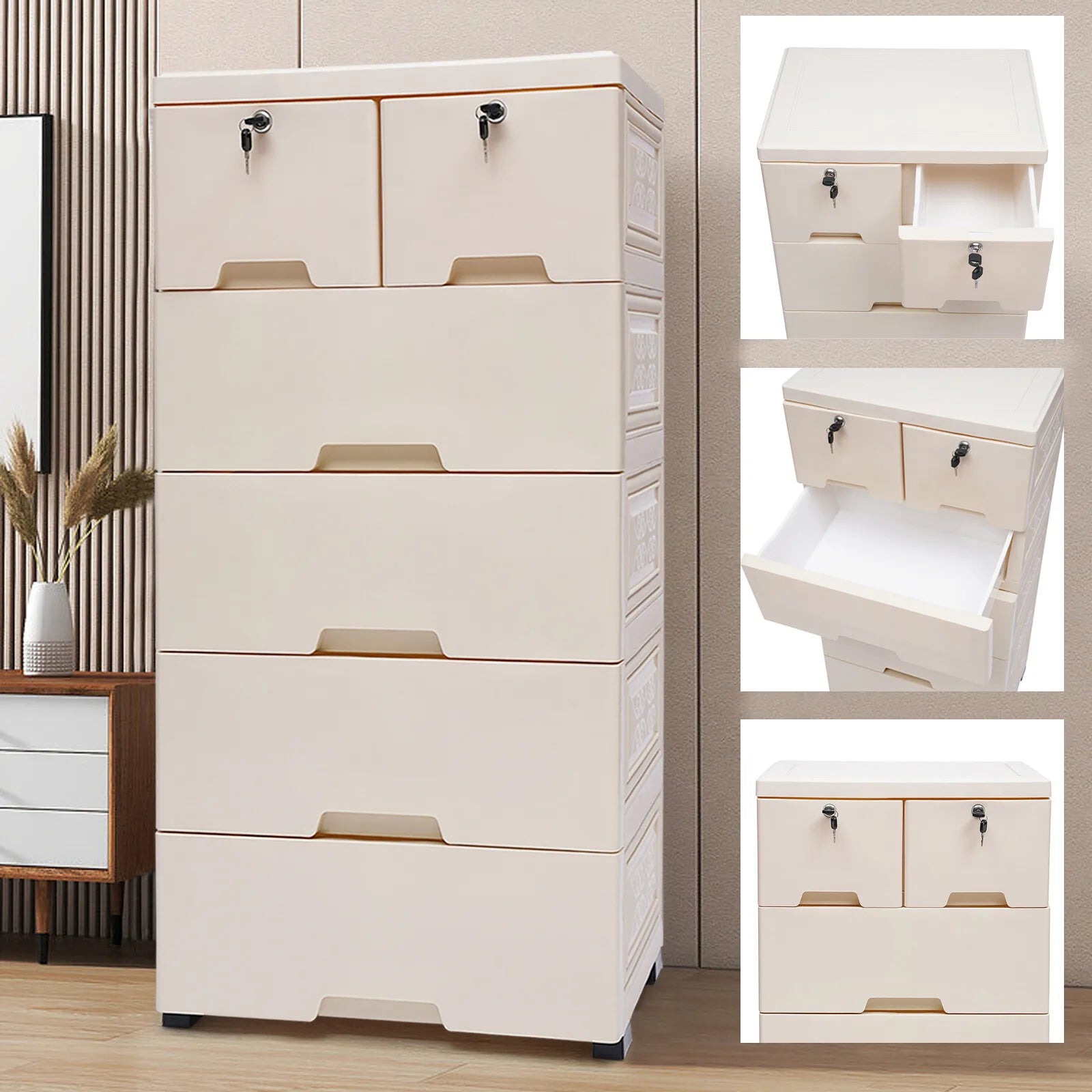 6 Drawers Dresser, Tall, Wood