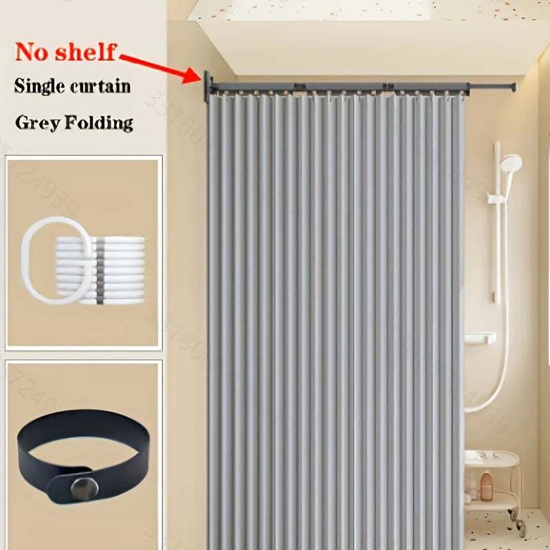 Foldable Shower Curtain / Hooks, Ties