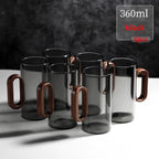 2/4/6pcs Glass Mug With Wooden Handle