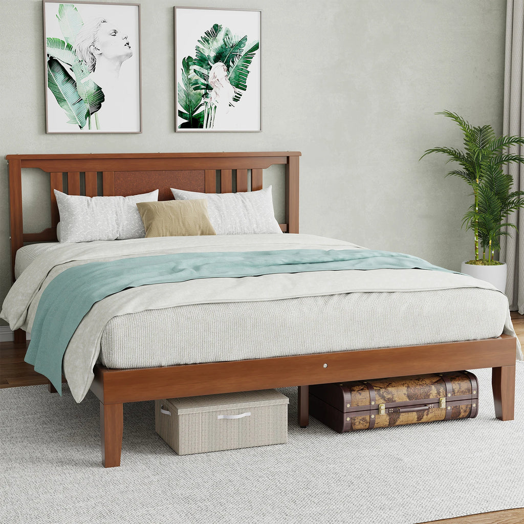 Wood Bed Frame / Headboard Natural Wooden Base