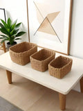 1/3PCS Handmade Seagrass Rattan Storage Basket