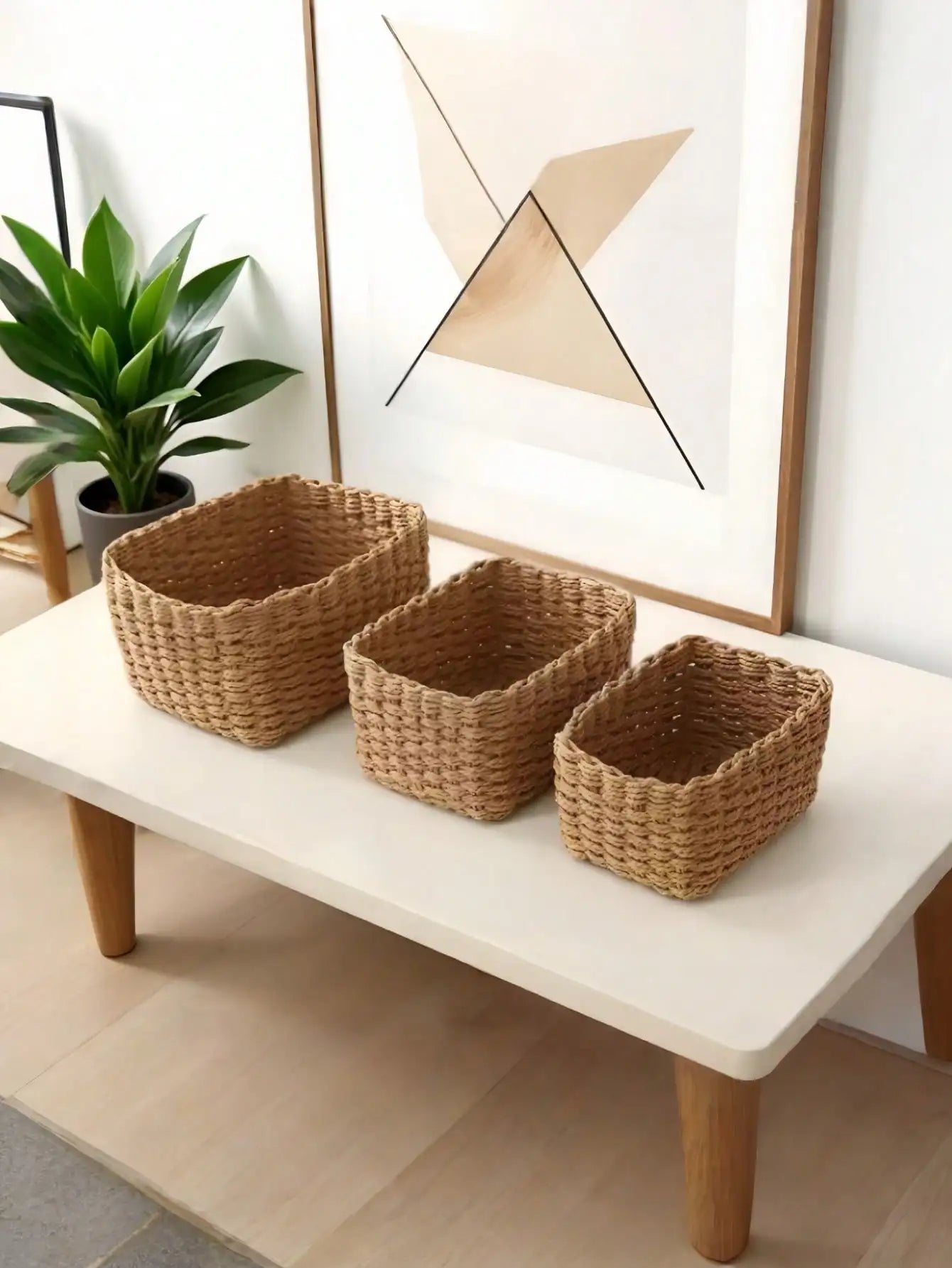 1/3PCS Handmade Seagrass Rattan Storage Basket