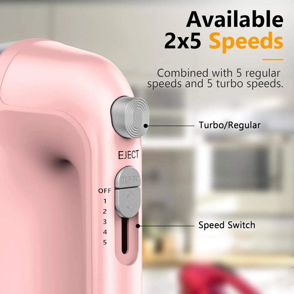 450W Electric Hand Mixer, Scale Cup, Pink