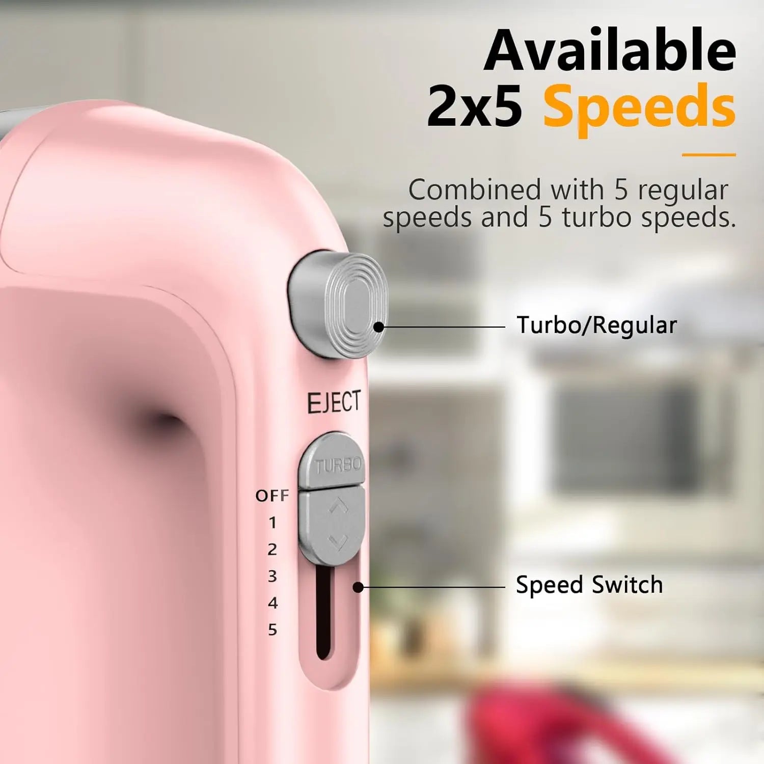 450W Electric Hand Mixer, Scale Cup, Pink