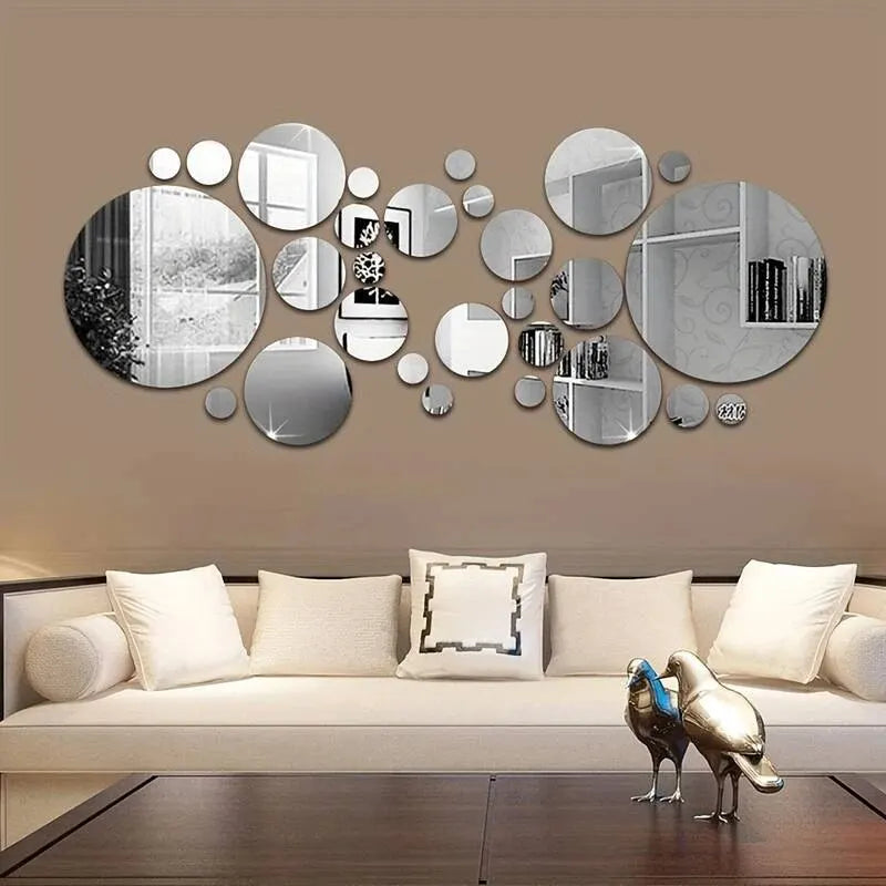 26 PCs  Acrylic Mirror Wall Sticker, round