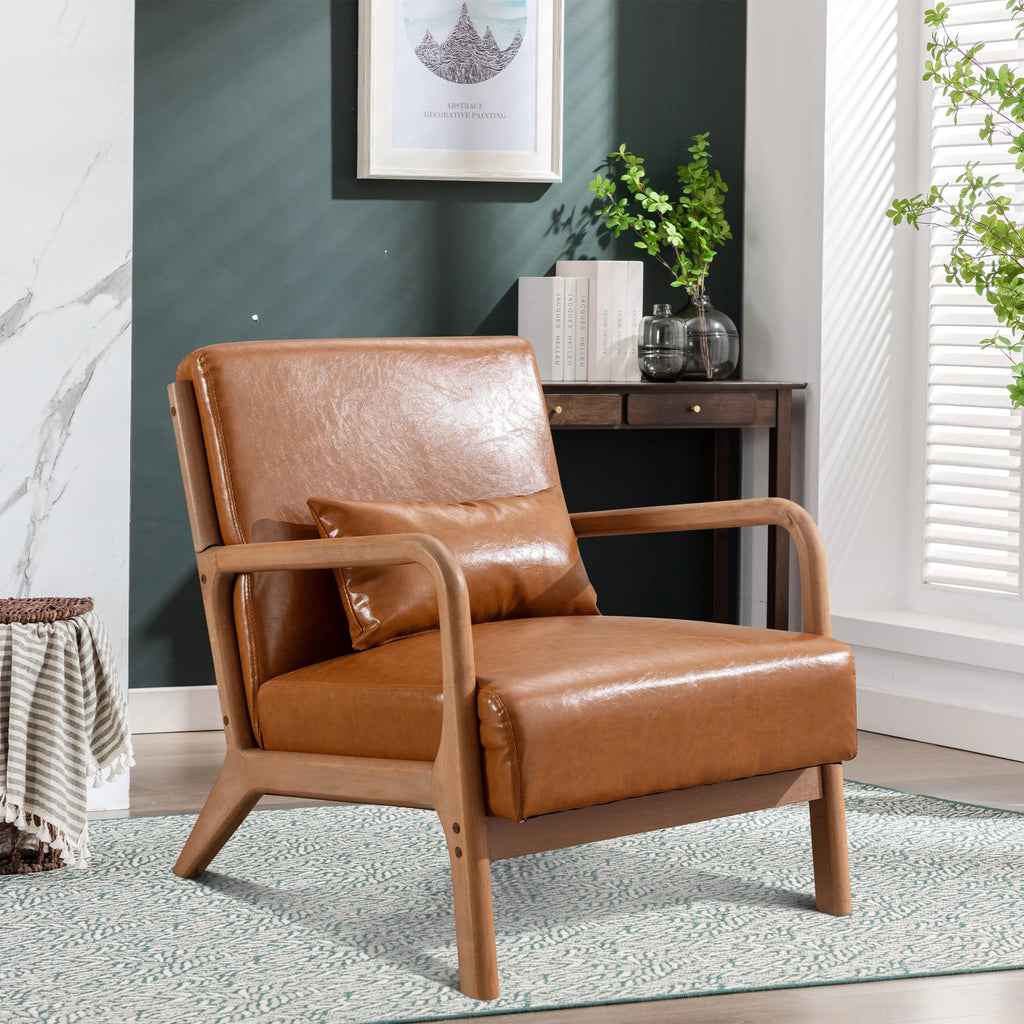 29*33*26 Inch  Wood Chair 105° Backrest Pillow