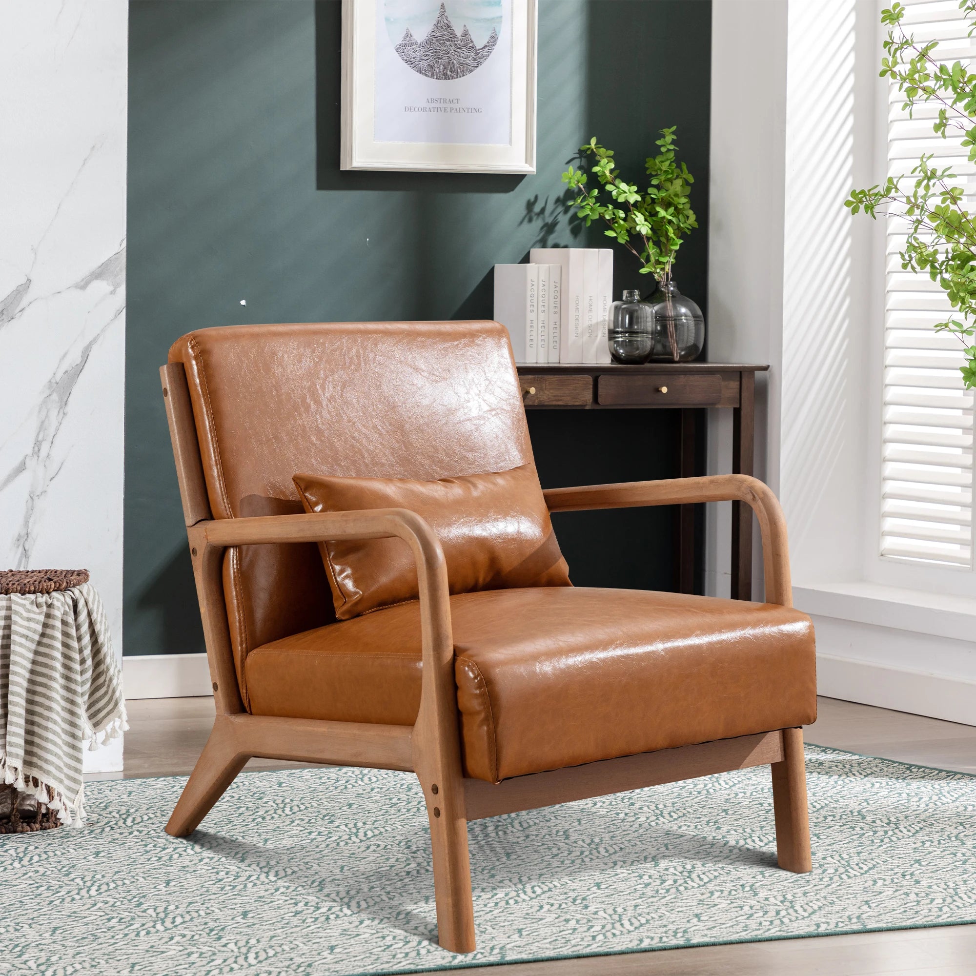 29*33*26 Inch  Wood Chair 105° Backrest Pillow