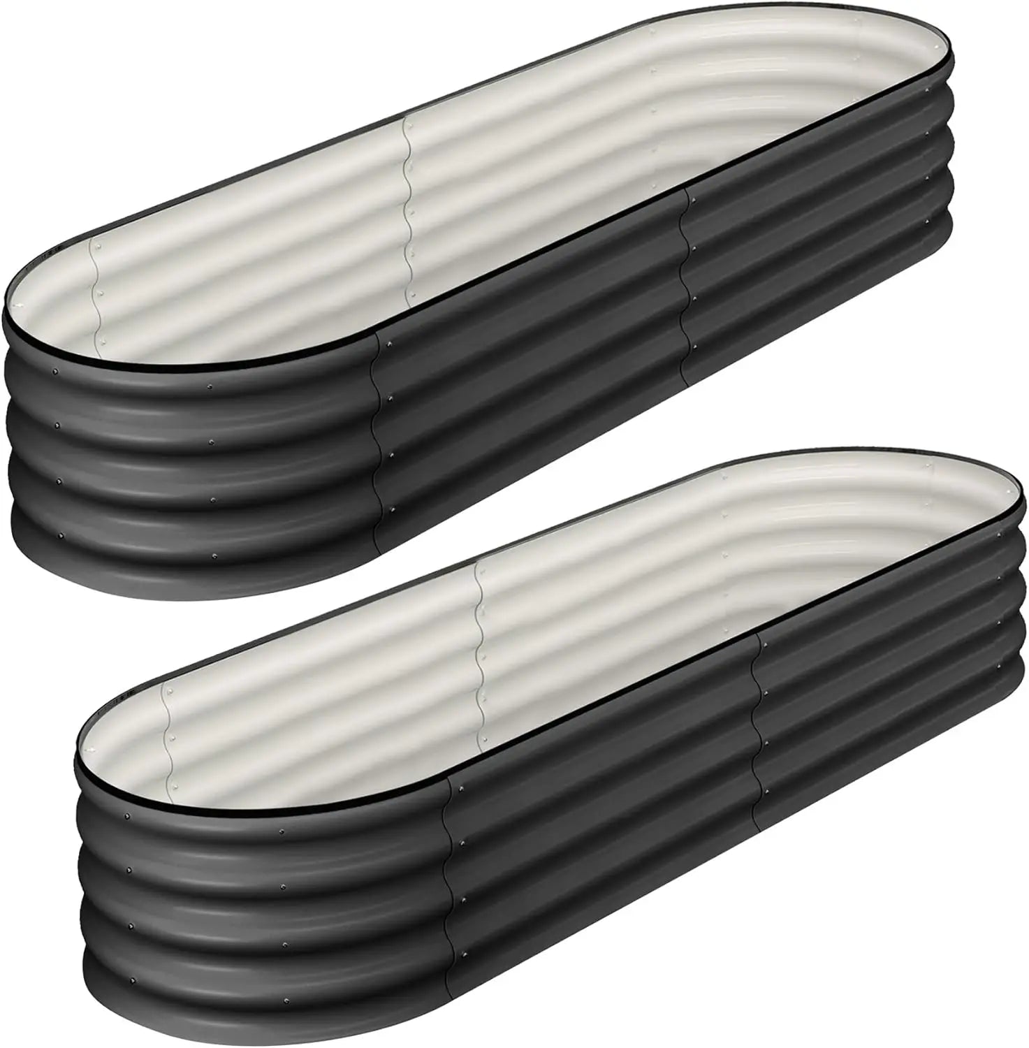 2- 4.5x2x1ft Oval Raised Garden Bed, Galvanized