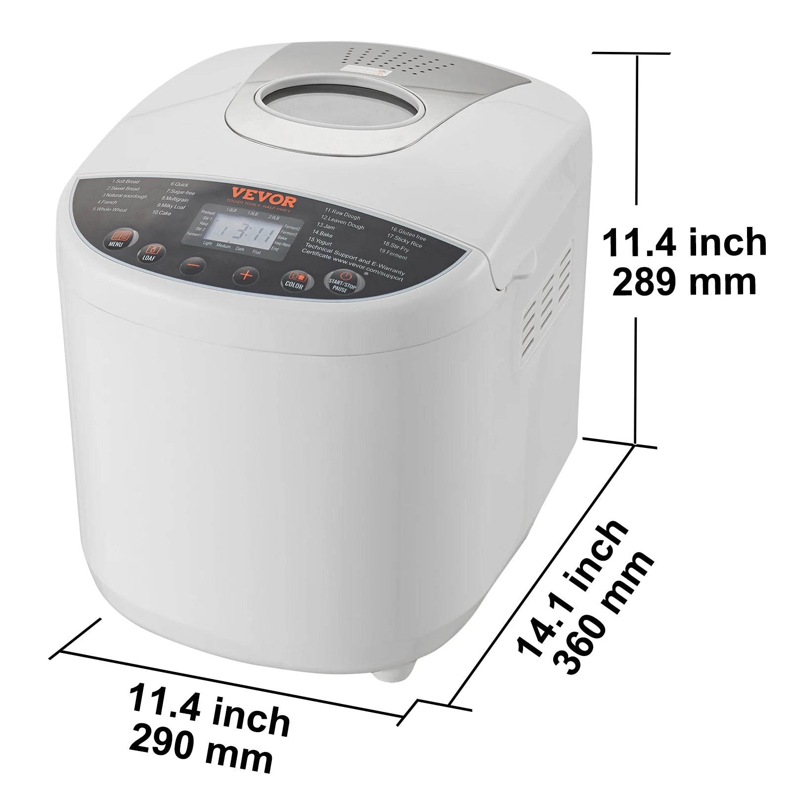 2/3 LB Bread Maker 15-in-1 Dough Machine