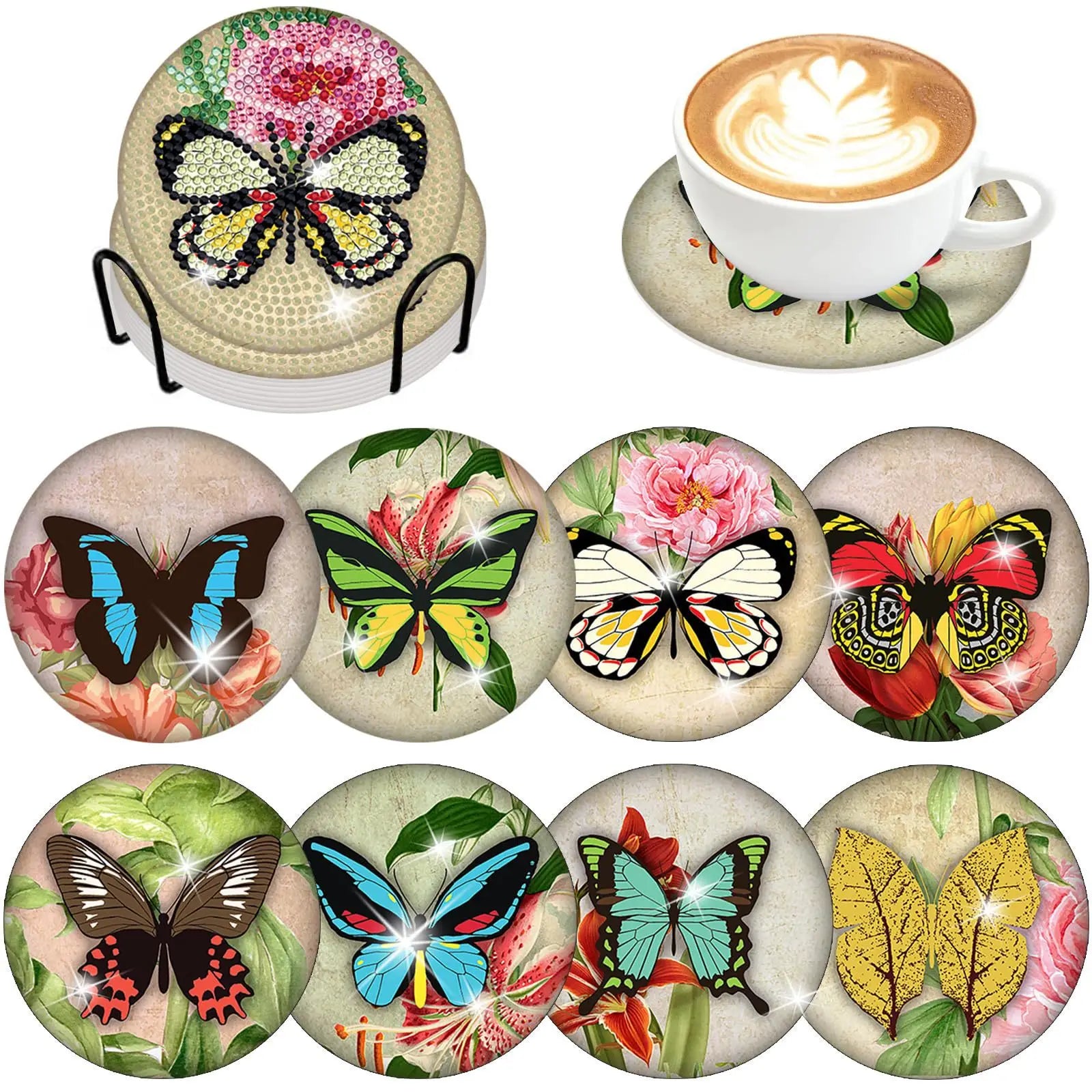 8pcs Diamond Coasters/ Holder Kits