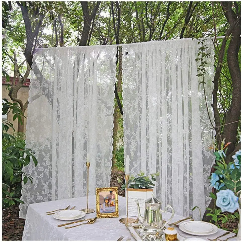 Floral Lace Sheer Curtains, Rod Pocket