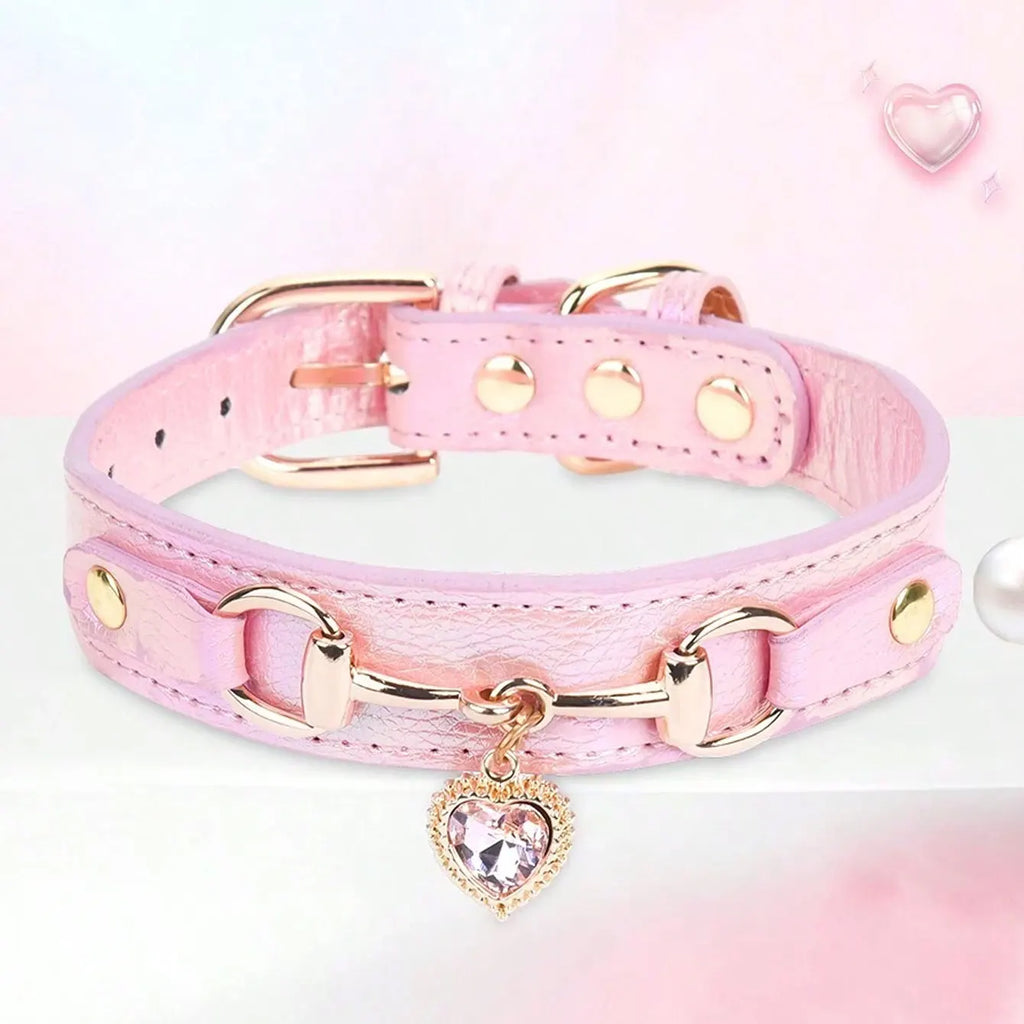 Leather Pet Collar, 8-15''Neck