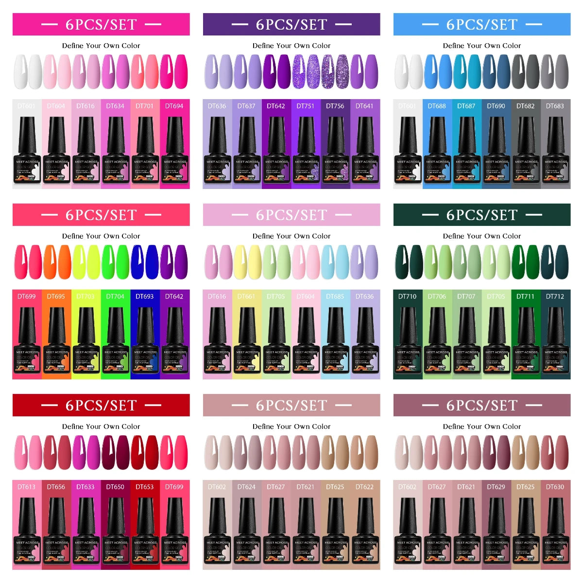6pc Nail Gel Polish Set