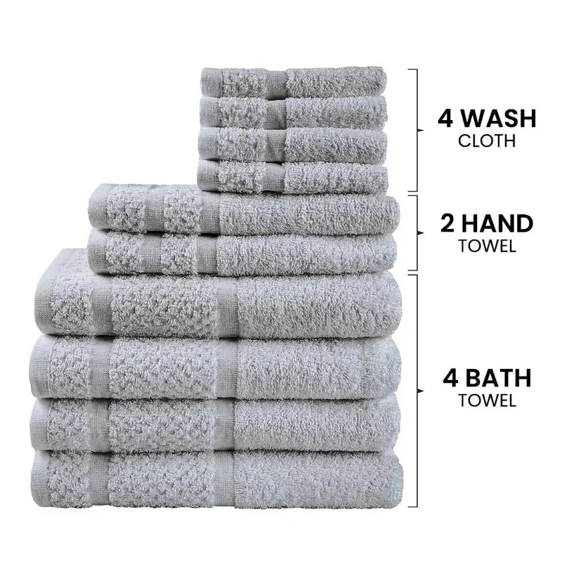 10 Piece Towel Set, Grey