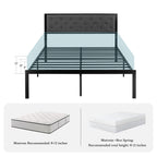 HOOMIC Metal Bed Frame Upholstered  Headboard