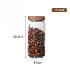 Wood Lid Glass Airtight Canister Set