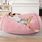 6' Bean Bag Chair, Soft Faux Fur , Pink