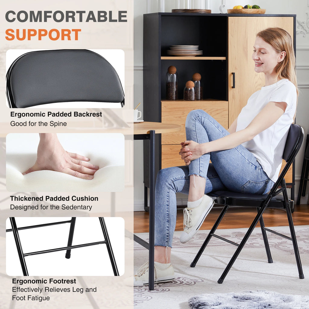 2 Leather Padded Folding  Chairs