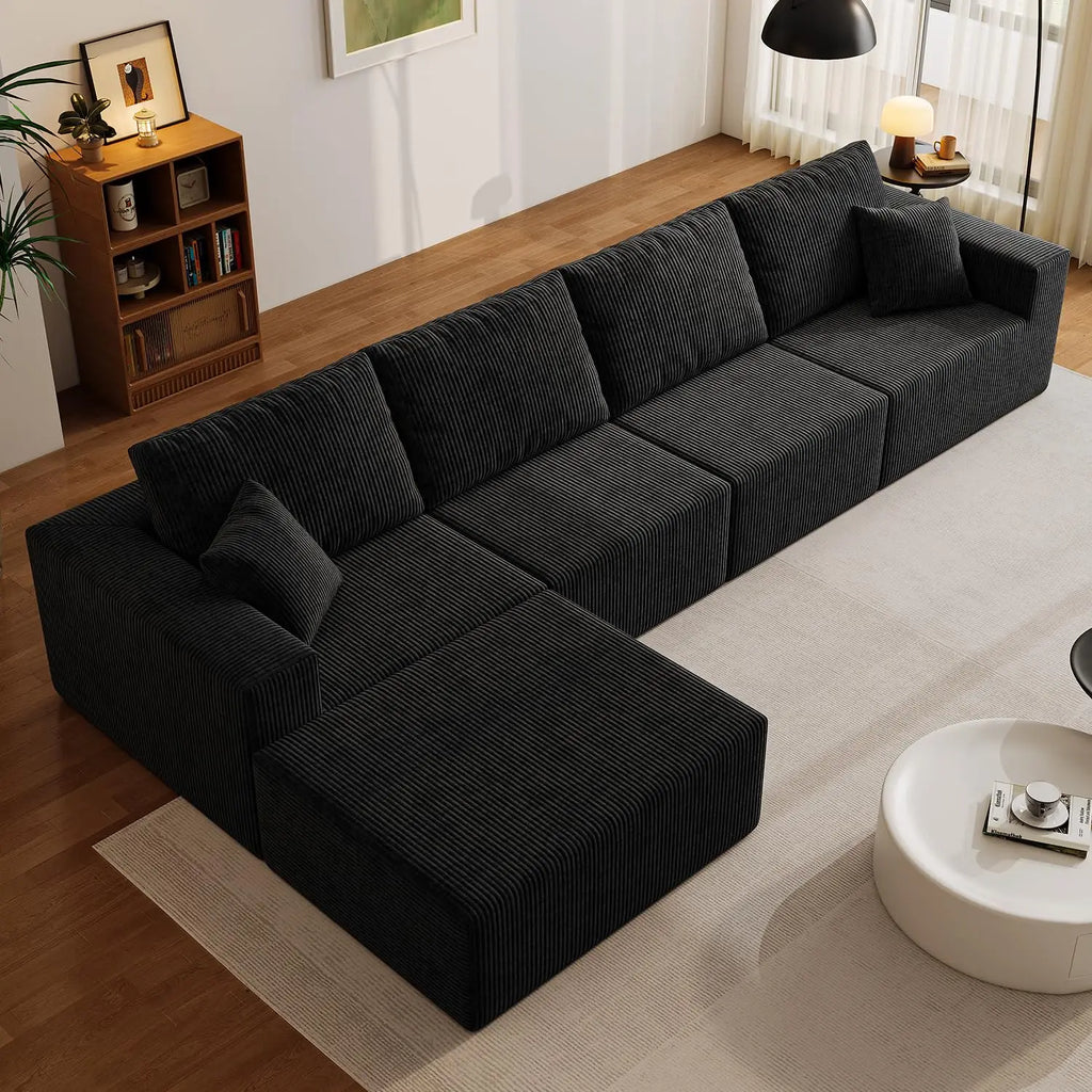 Sectional Sofa L-Shape  Black Customized