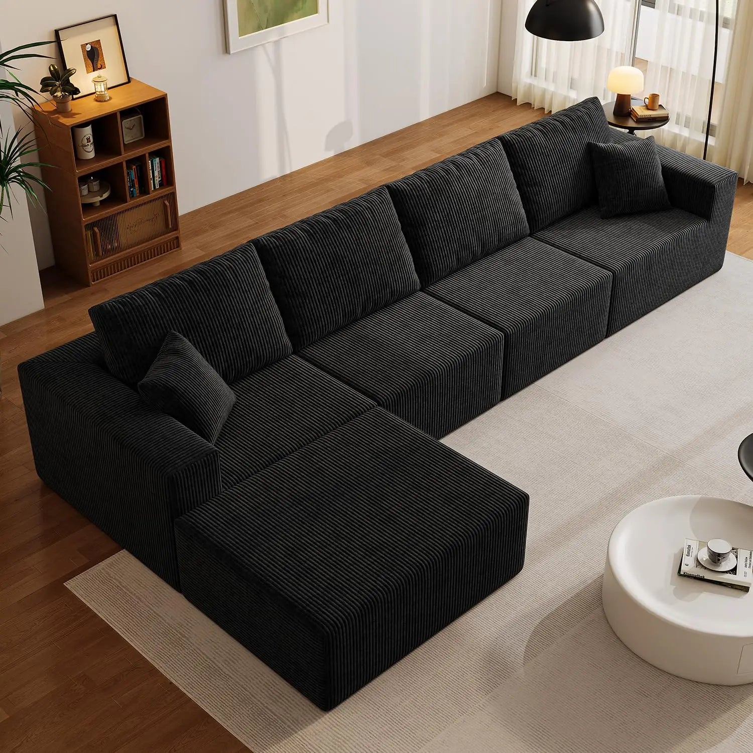 Sectional Sofa L-Shape  Black Customized