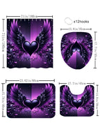 Purple Four-Piece Shower Curtain Set