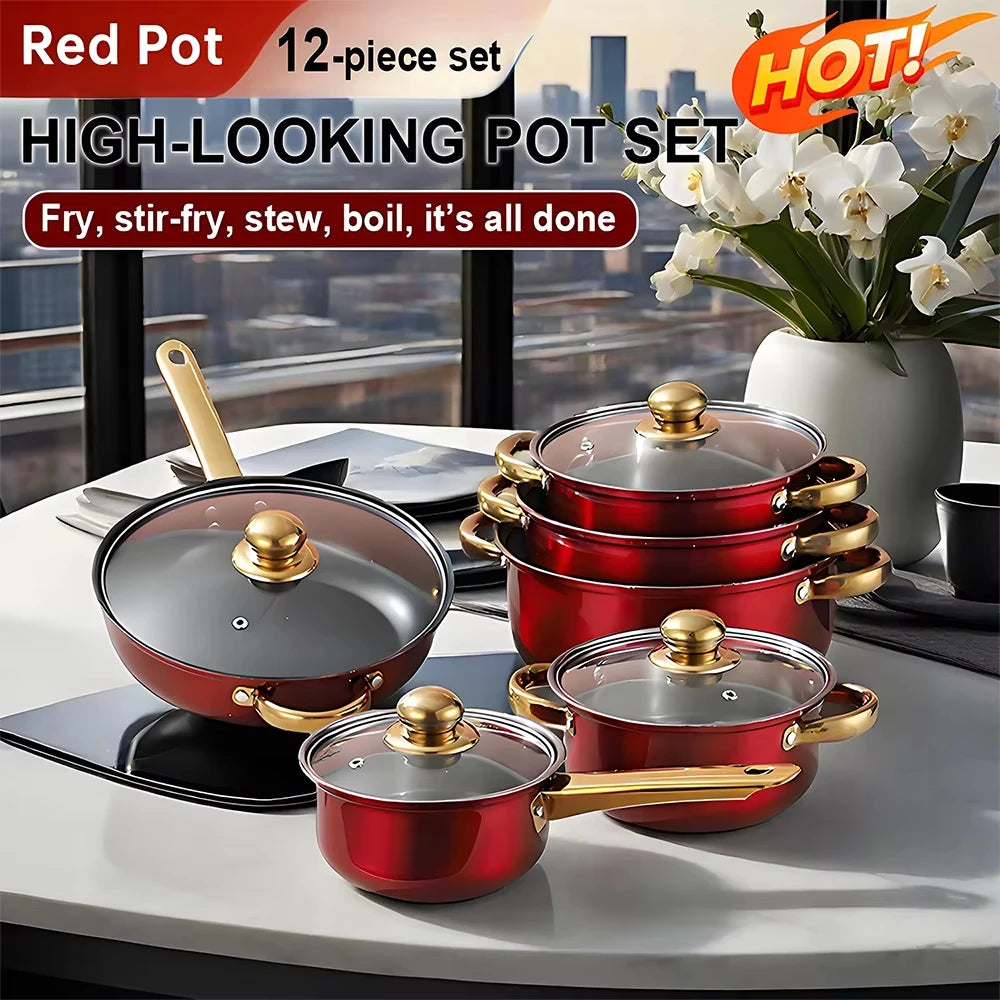 12PCS Stainless Steel Colored Cookware Set