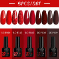 5Pcs/Set Red,  Brown Nail Gel