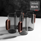 2/4/6pcs Glass Mug With Wooden Handle