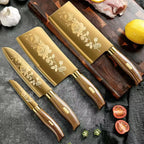 Gold Rose Pattern Kitchen Knife