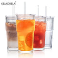 20 oz Ribbed Glass Tumblers/ Lids/Straws