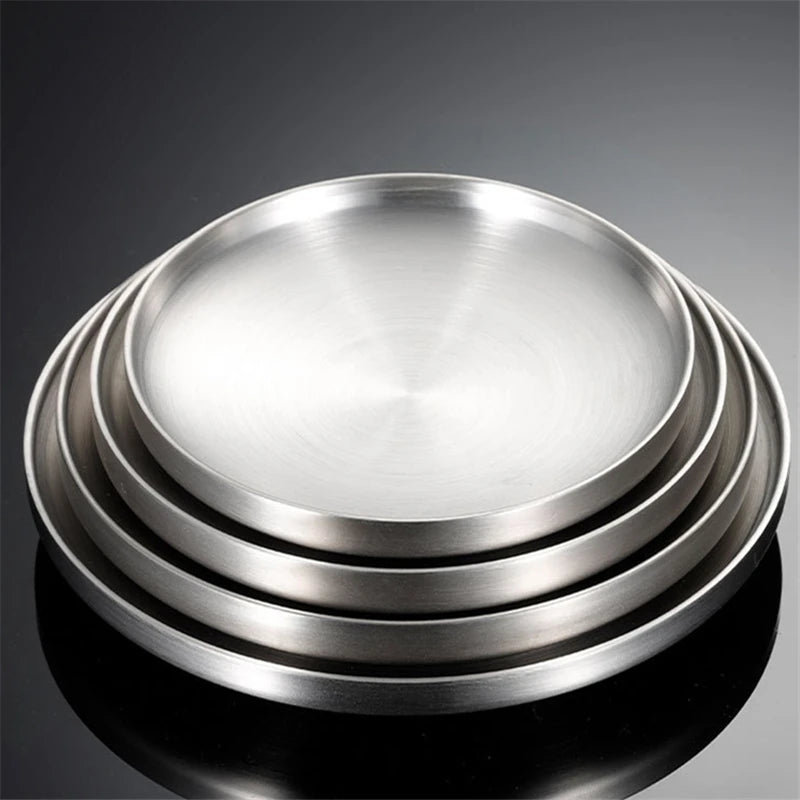 Thick Stainless Steel Round Dinner Plate