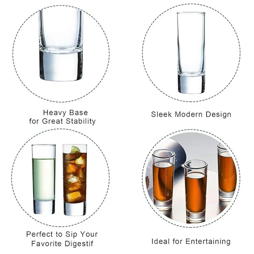 12  Clear Heavy Shot Glasses, 2 oz