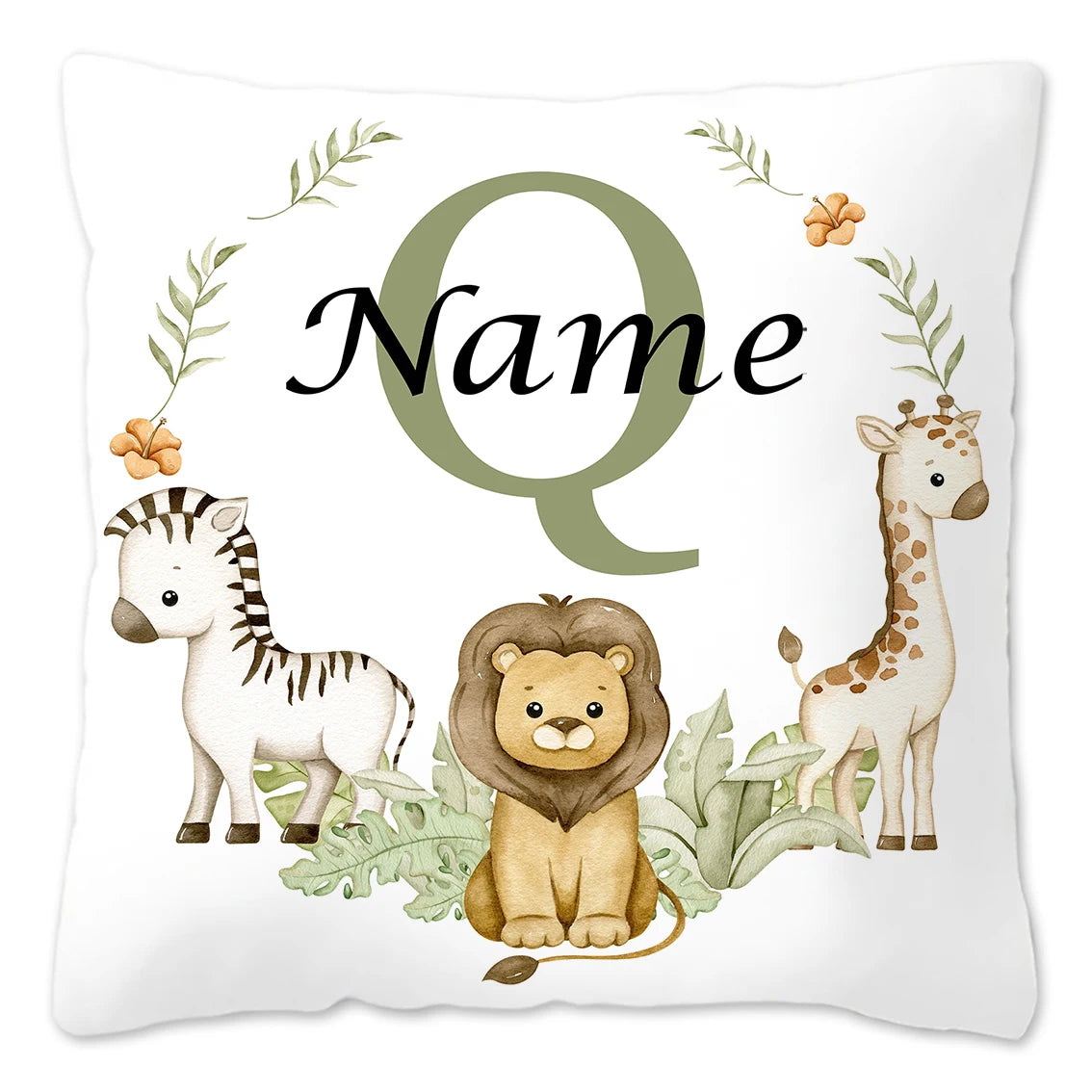 Animal with Name Pillow Case, Personalized
