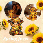 LED Sunflower Highland Cow Table Lamp