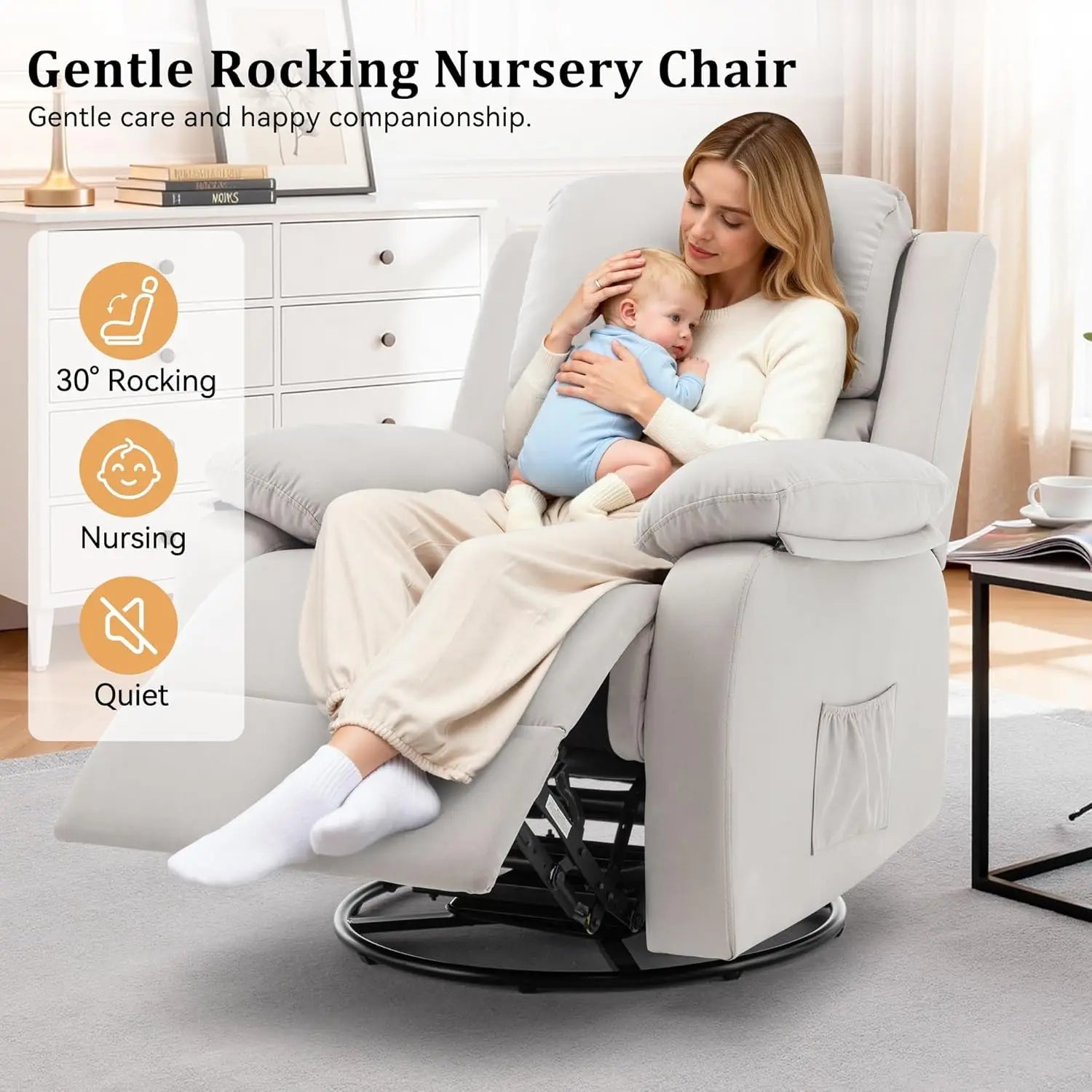 Recliner Chair, 360 Swivel Rocker