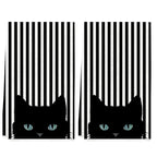 2Pcs Striped Blue-Eyed Black Cat Towels