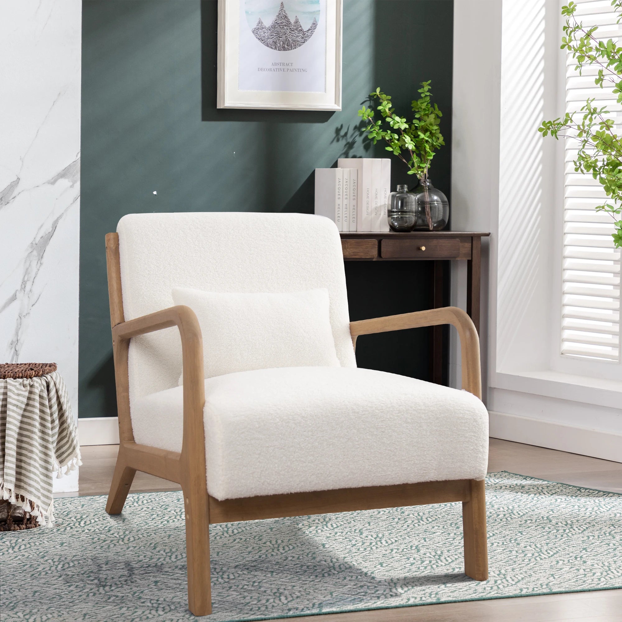 29*33*26 Inch  Wood Chair 105° Backrest Pillow