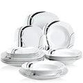 18/36-Pc. Porcelain Ceramic Black Line Plate Set