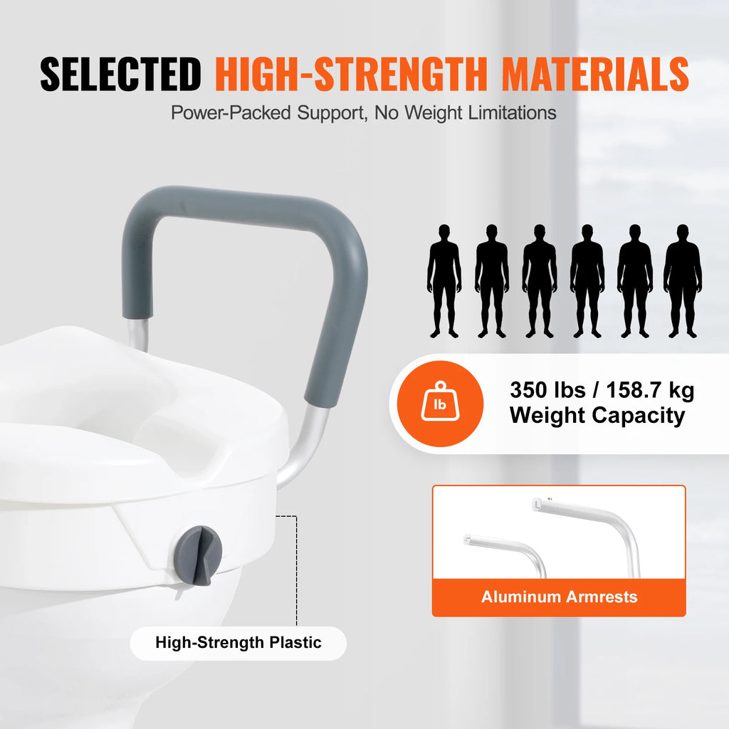 Raised Toilet Seat  Round , Elongated Toilet, Twist Lock