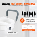 Raised Toilet Seat  Round , Elongated Toilet, Twist Lock
