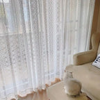 2 white lace sheer curtains