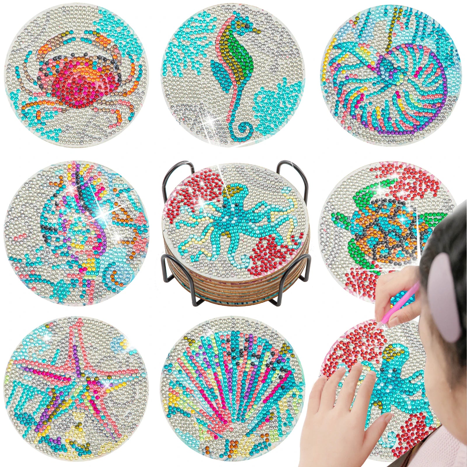 8pc/sets Diamond Painting Coasters