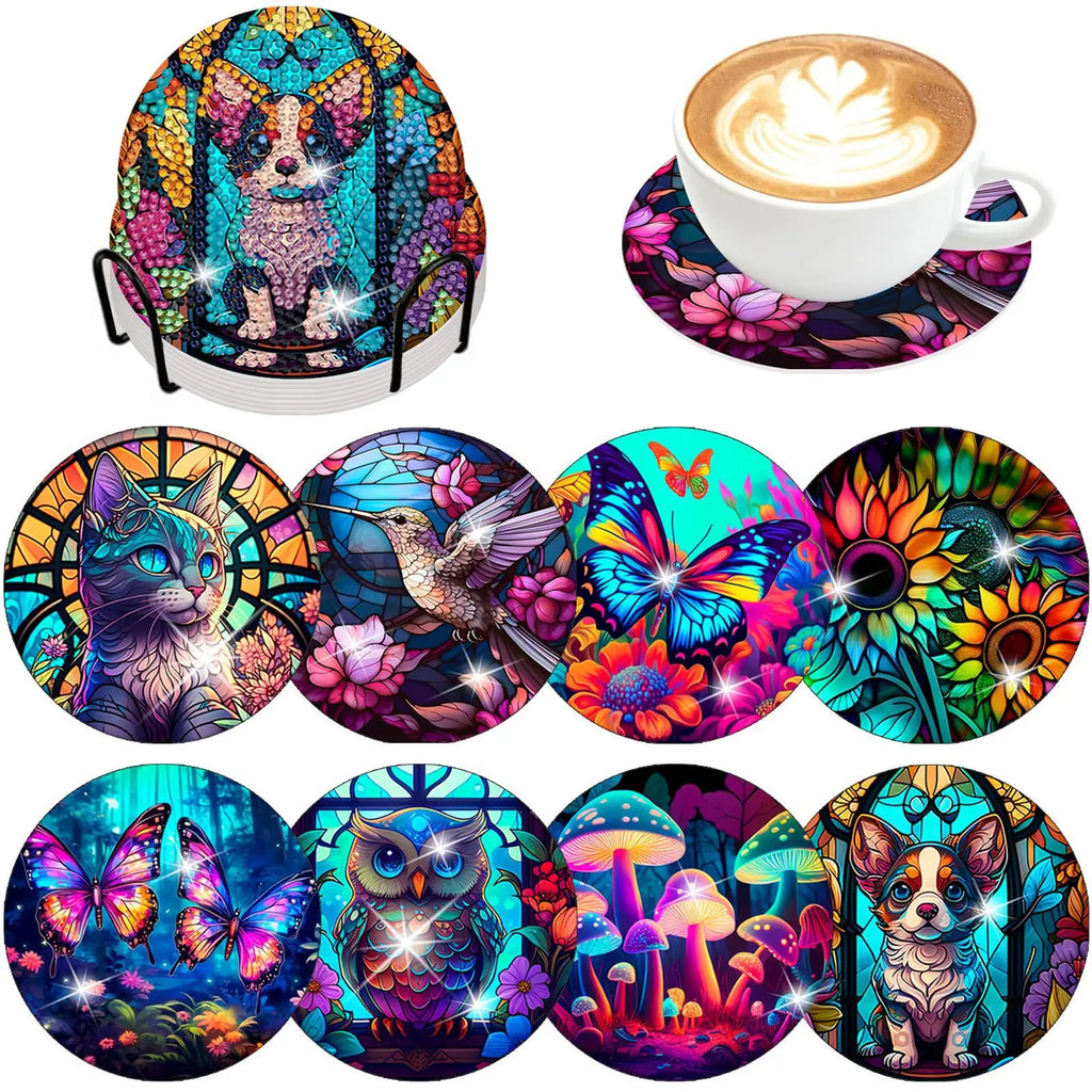 8pcs Diamond Coasters/ Holder Kits