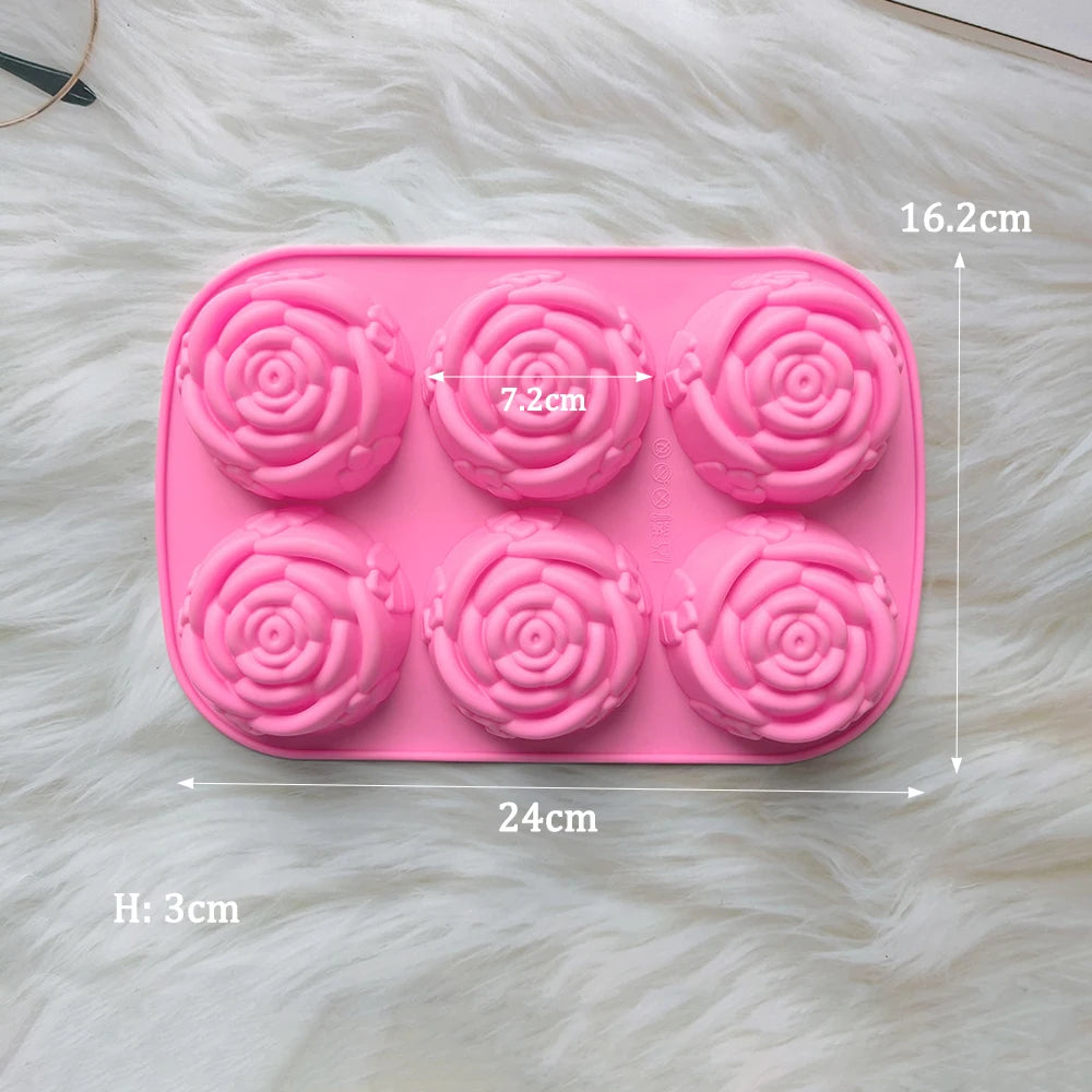 6 Holes Rose Silicone Mold