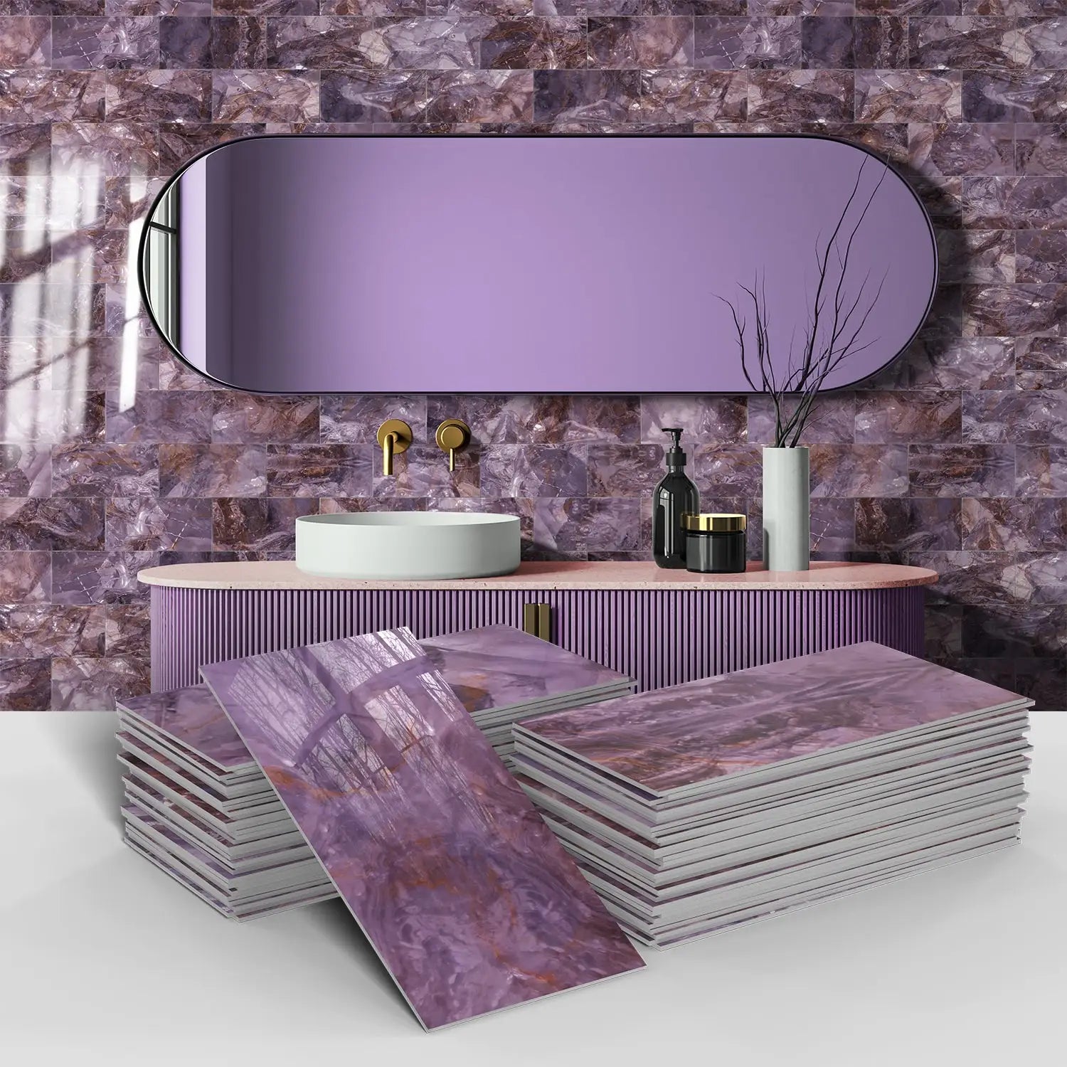 16/32/64 pcs marble ceramic tile, self-adhesive wall decoration