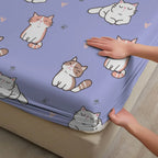 Cartoon Cats Print Fitted Sheet